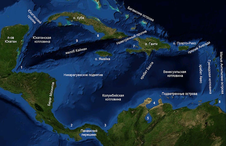 Карта Карибского моря