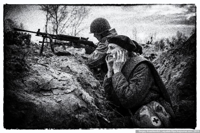 реконструкция, война, взгляд, девушки, женщины