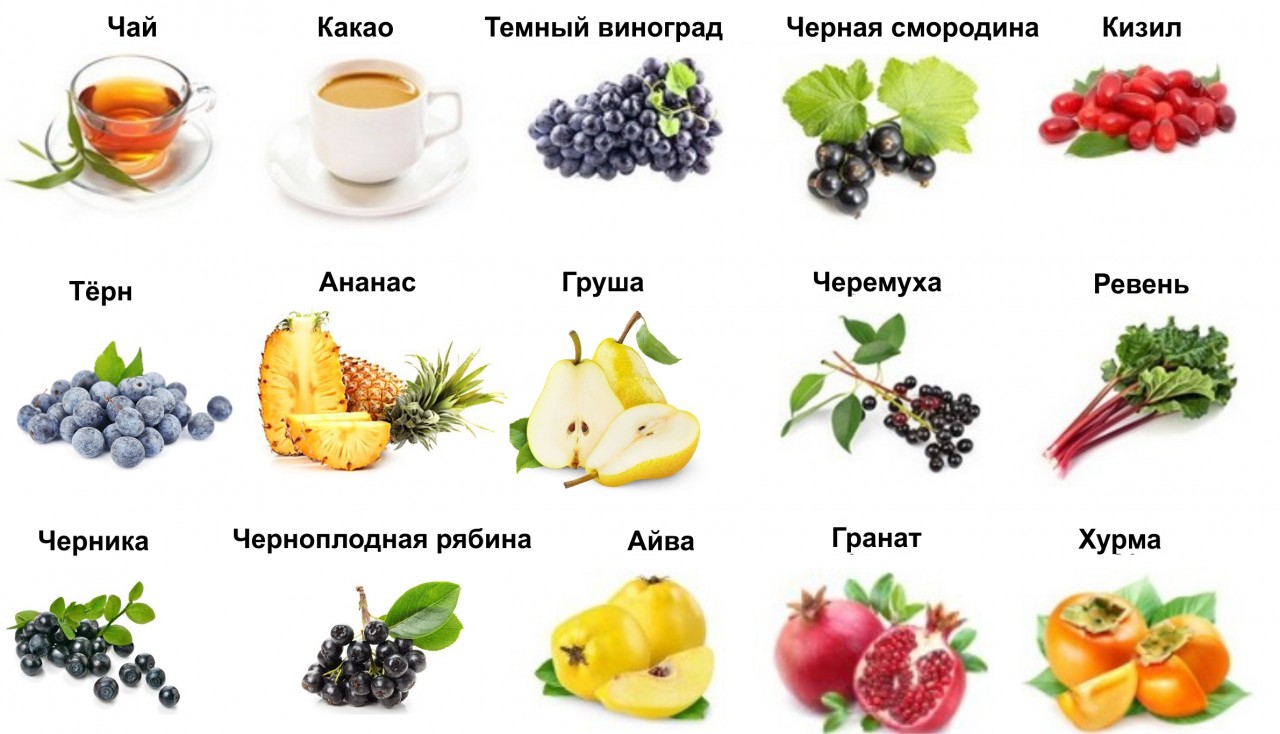 Ягоды и фрукты богатые дубильными веществами