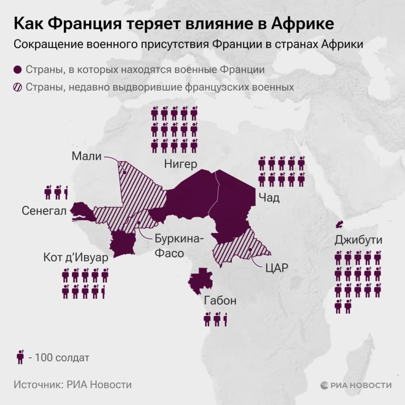 Карта военных баз Франции в Сахеле на середину 2023 г.