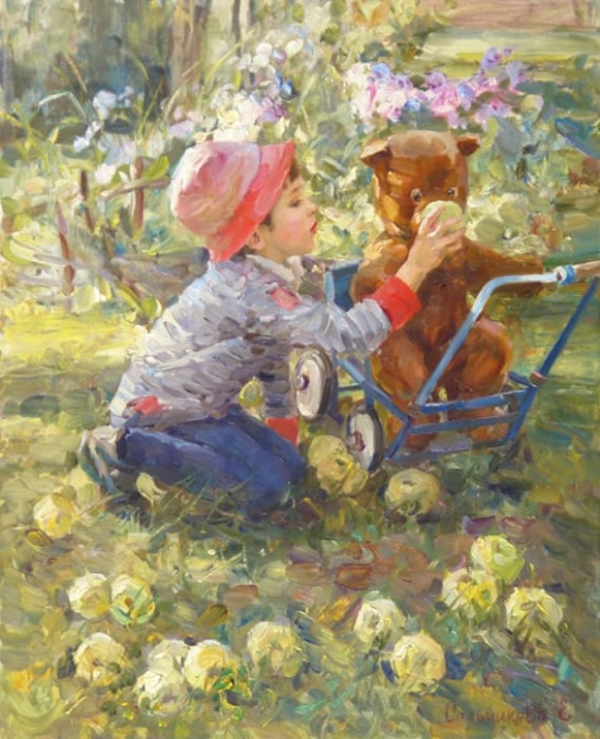 Художник Елена Сальникова. Про Мишкины яблоки 