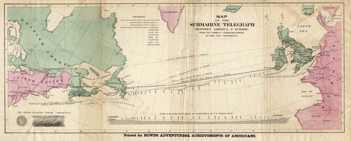 An 1858 map of the cable's route.