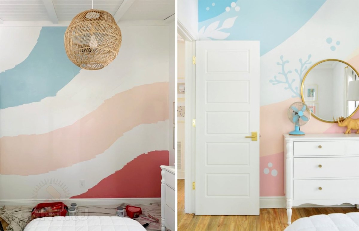 Интересные идеи декора стен краской для дома и дачи,интерьер