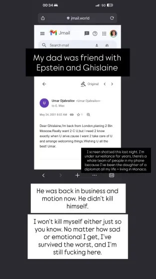 Дочь Умара Джабраилова заявила, что её отца убили из-за связей с миллиардером-педофилом Джеффри Эпштейном instagram (инстаграм),социальная сеть,александр дайчев,альвина джабраилова,вильям клинтон,Вячеслав Дайчев,г,Москва [1405113],данат джабраилова,Джеффри Эпштейн,Ксения Собчак,министерство юстиции (минюст),сша,московский музей современного искусства,город москва,респ,Чеченская [245026],Умар Джабраилов