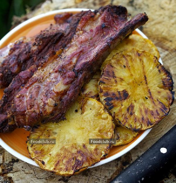 Свиные ребра с ананасом кулинария,кухни мира,мясные блюда,пикник