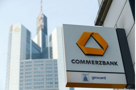 A Commerzbank logo is pictured before the bank's annual news conference in Frankfurt, Germany, February 9, 2017. REUTERS/Ralph Orlowski