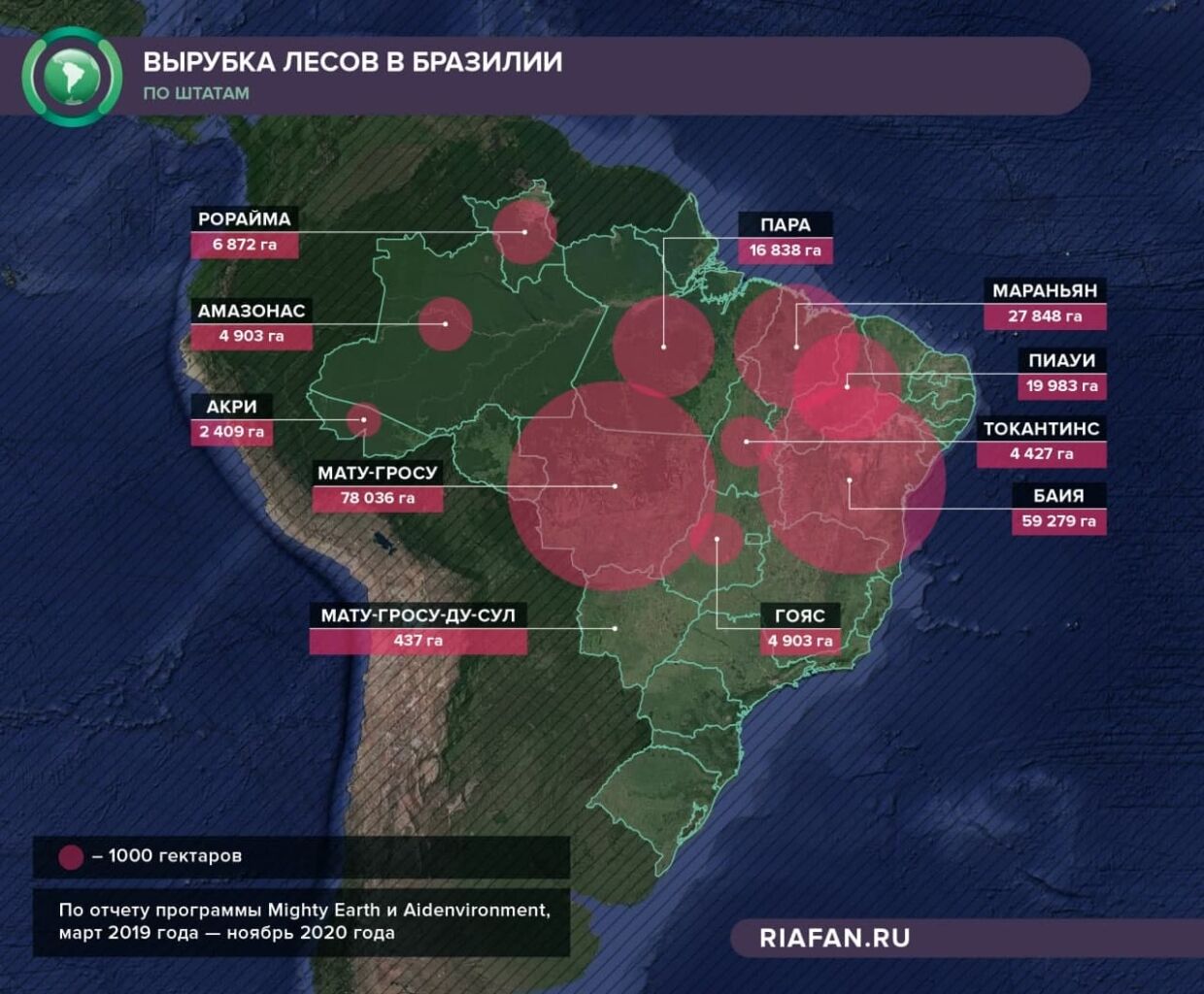 Масштабы вырубки лесов в Бразилии