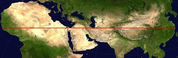 7. Наиболее длинная прямая линия, по которой можно двигаться по суше, не уйдя под воду в мире, интересно, карта, познавательно, фото