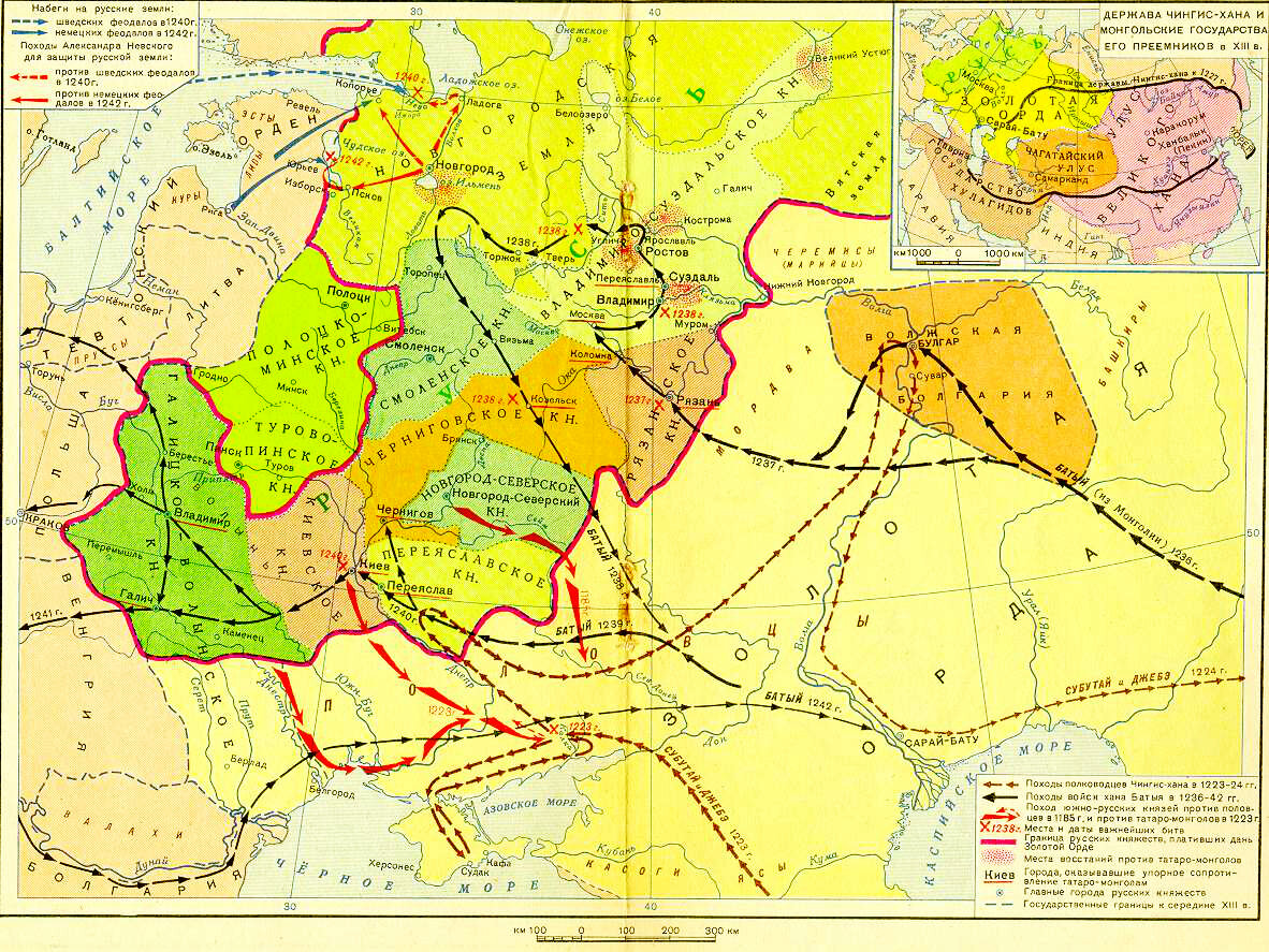 Карта нашествия на русь 1237-1241 г.