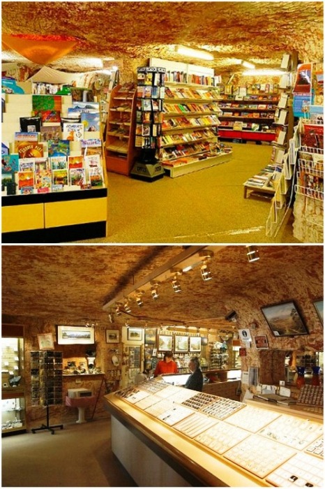 В подземном городе есть огромный книжный магазин и ювелирные лавки (Кубер-Педи, Австралия). | Фото: kakzachem.ru.