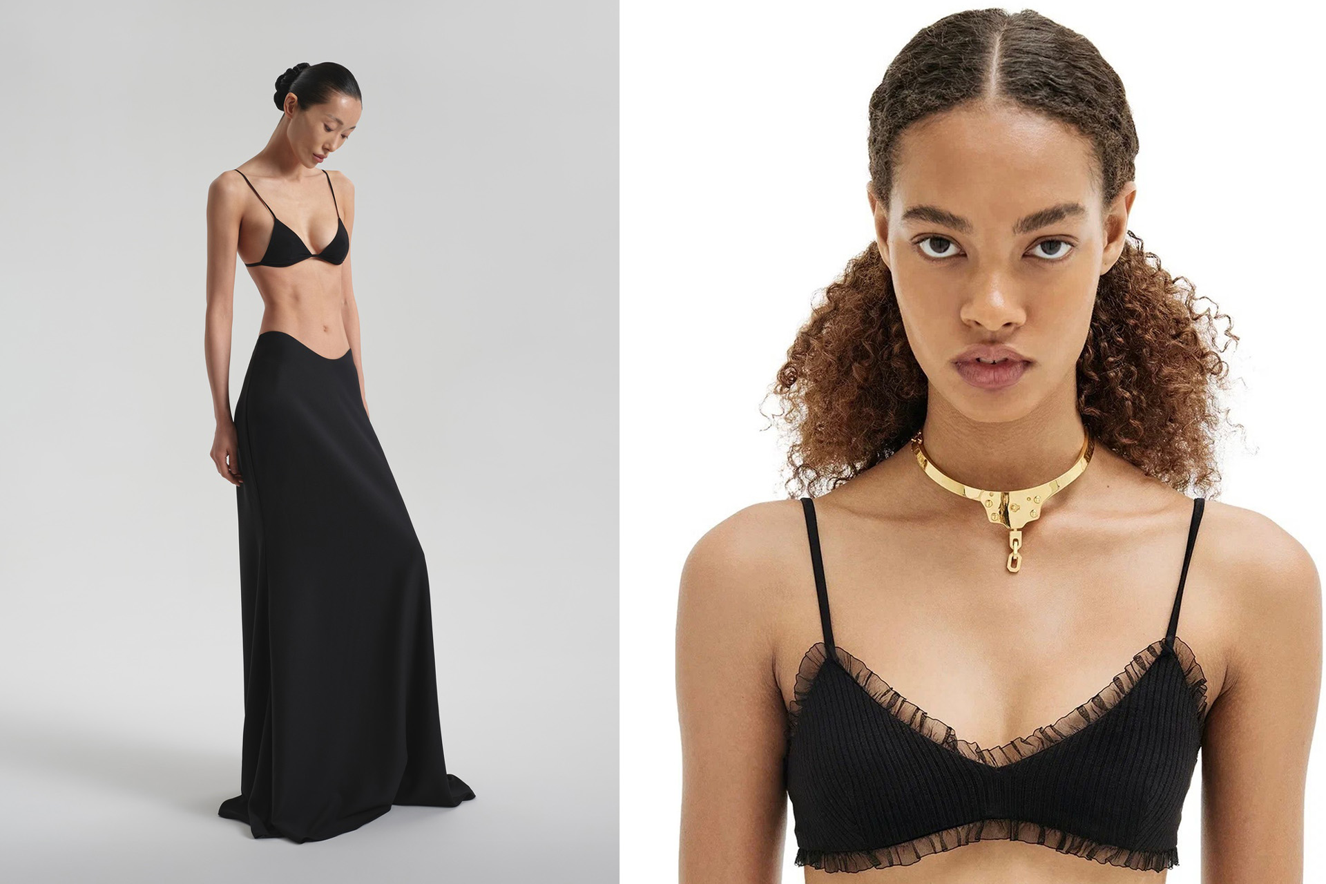 Слева: топ-бралетт на тонких бретелях / Black Roco bra