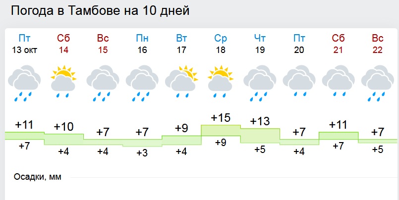 Тамбов прогноз 14 дней