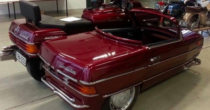 Мотоцикл, стилизованный под Mercedes-Benz E-Class W123 (3 фото)