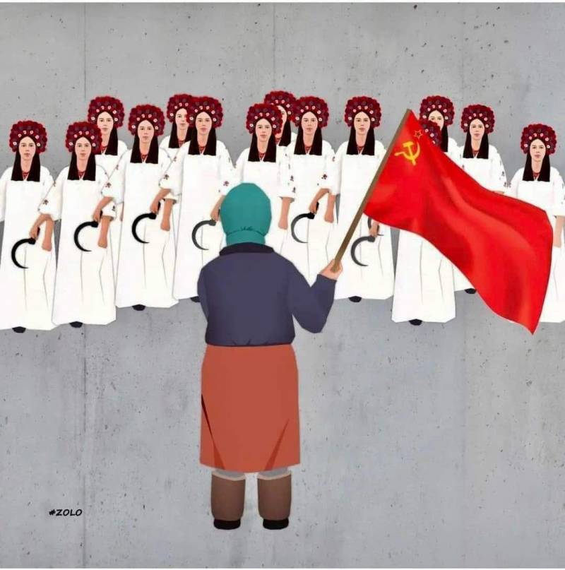 Красное Знамя в руках бабушки – символ освобождения Украины украина