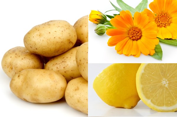 Картофель, календула, лимон