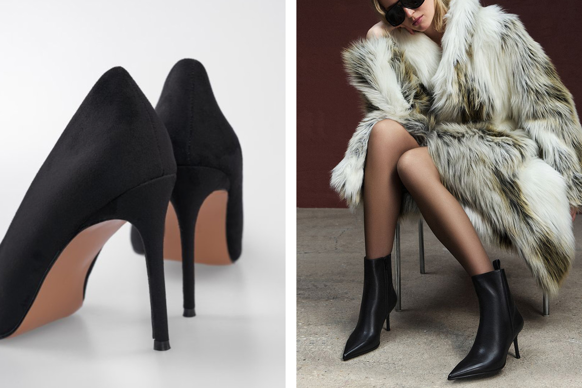 Слева: лодочки на шпильке, офисные классические / женские демисезонные ботильоны