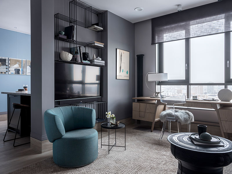 Глубокие оттенки и спрятанная спальня: необычная квартира студентки в Москве интерьер и дизайн