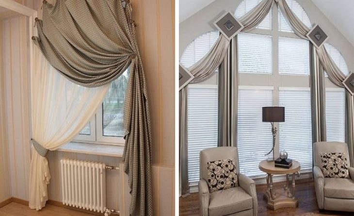 Идеи как оригинально оформить окно текстилем.
