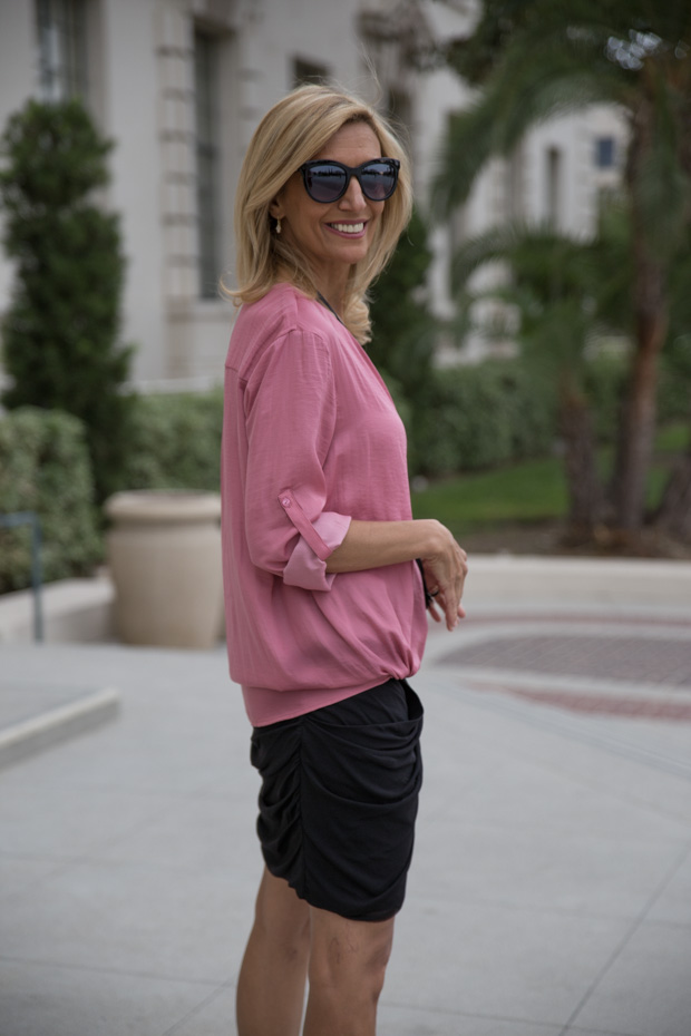 Rose Criss Cross Blouson Blouse