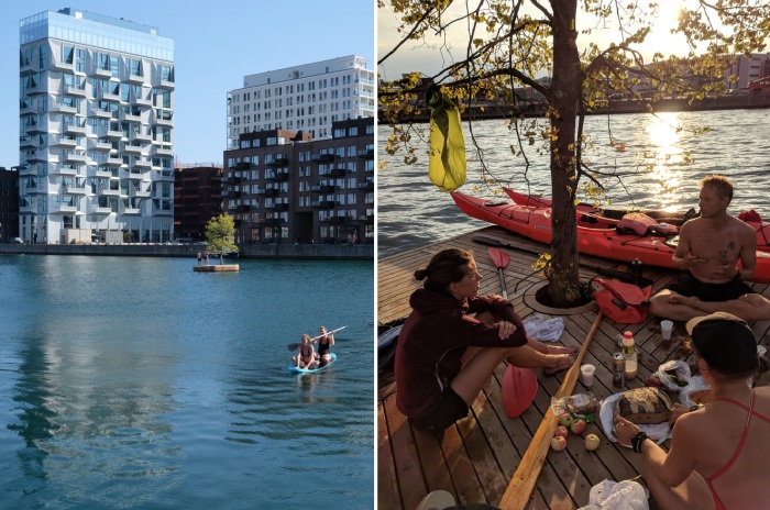Этим счастливчикам удалось устроить пикник на рукотворном острове, ставшим «Лучшим социальным городским пространством» в 2018 г. (Copenhagen islands, Дания). | Фото: copenhagenislands.com.
