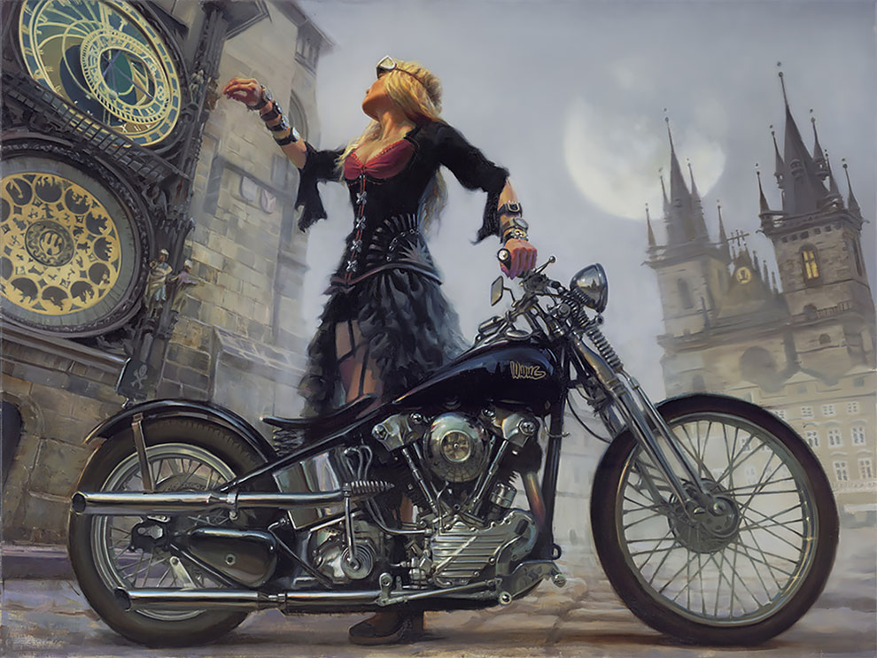 «Топливо для души»: ностальгические мотоциклетные картины Дэвида Уля 