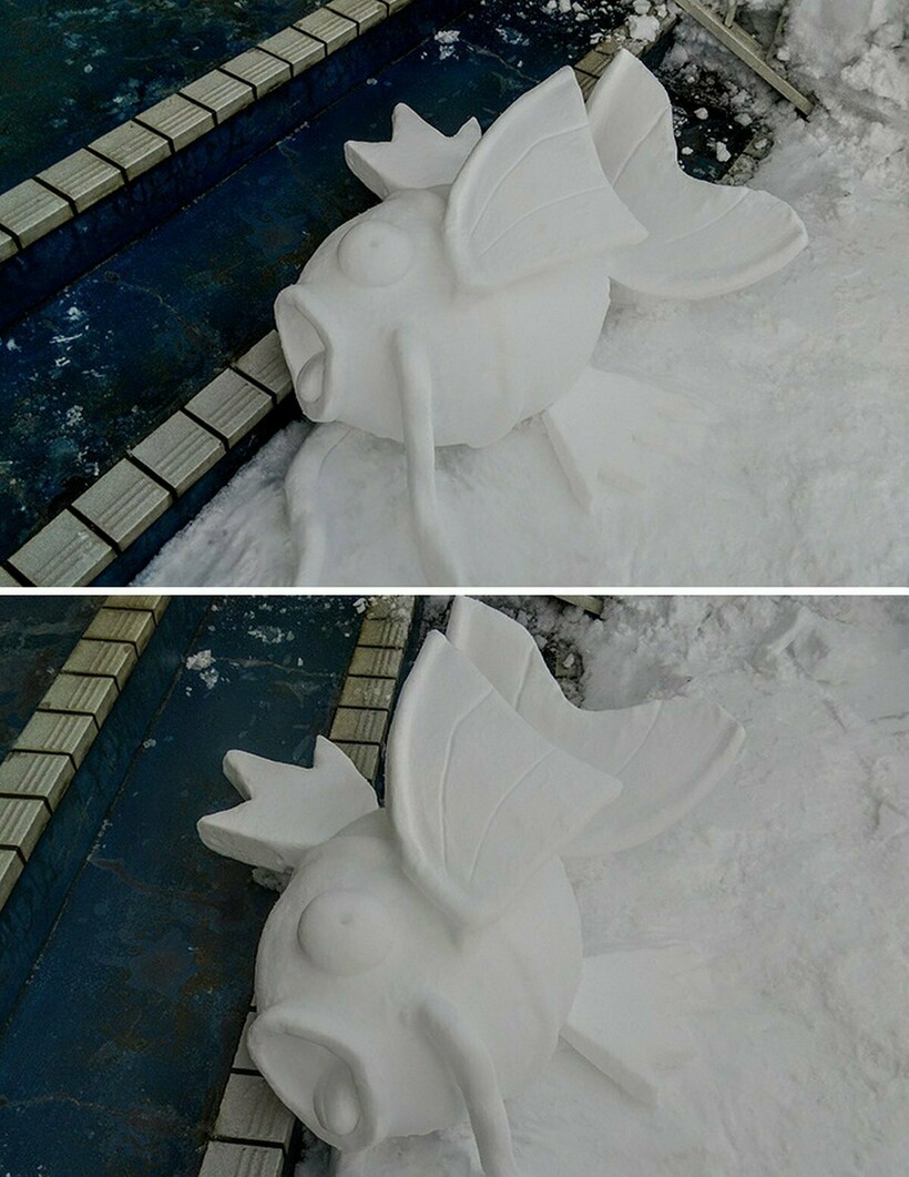 Очаровательные снежные фигуры на японских улицах снежные скульптуры,творчество,Япония