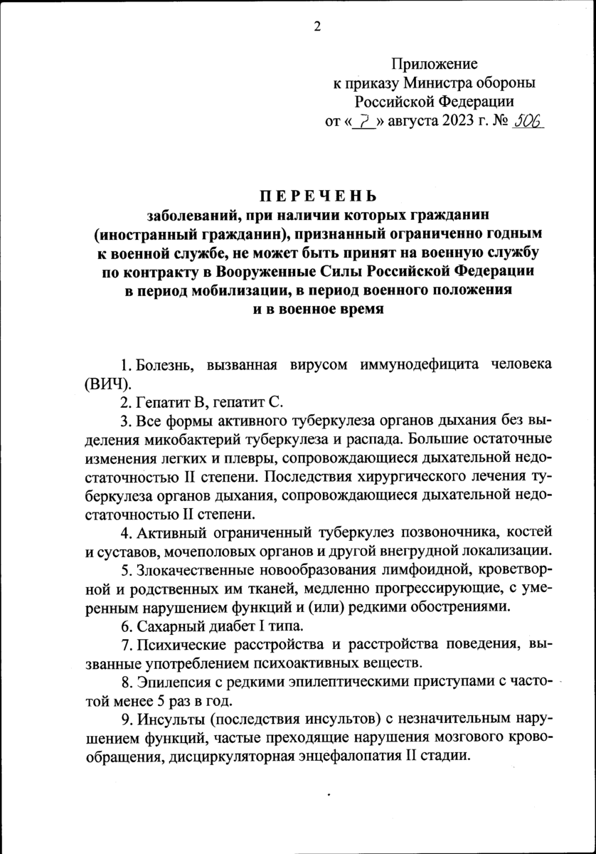 Министр обороны Российской Федерации Сергей Шойгу утвердил своим приказом №506 от 07.08.-2-2