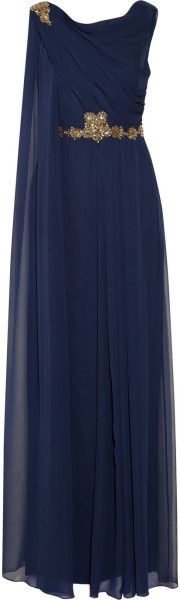 Notte By Marchesa Draped Embellished Silkchiffon Gown - Lyst jaglady: 