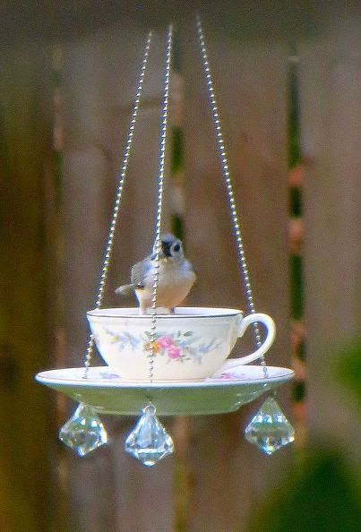 DIY:: Easy Tea Cup Bird Feeder ! More