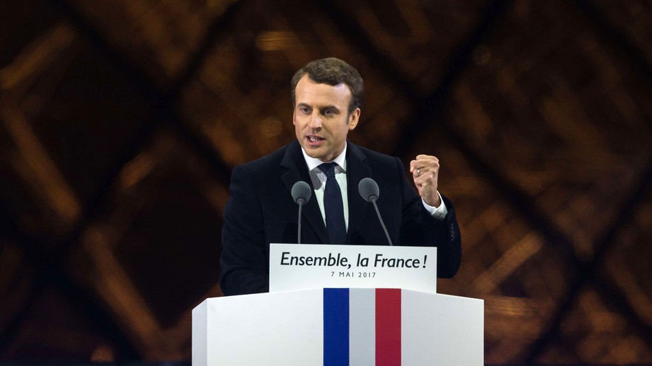 Mandatory Credit: Photo by Jacques Witt/SIPA/REX/Shutterstock (8796636a) Emmanuel Macron French Presidential Election results, Paris, France - 07 May 2017 