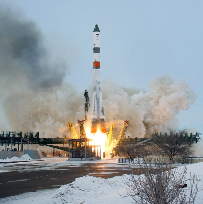 Пуск ракеты Союз-2.1а со снежного Байконура ракета, пуск, Союз, Байконур, длиннопост, видео