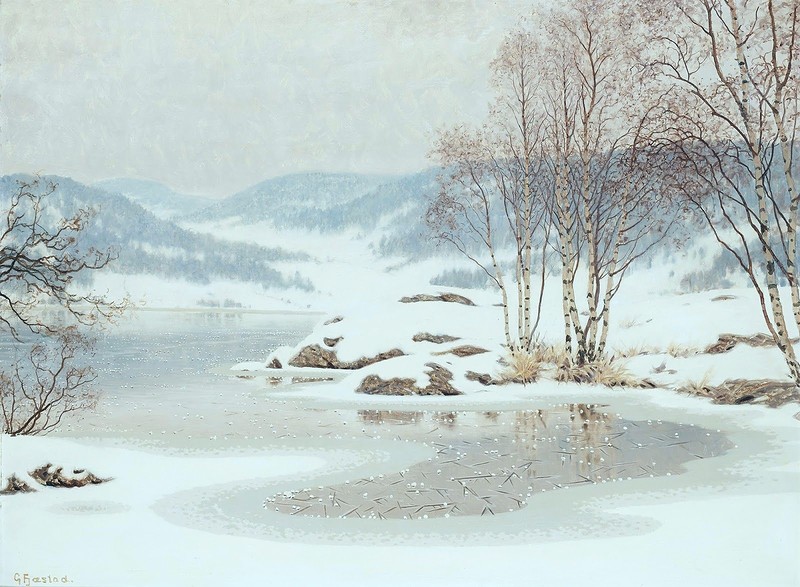 Gustaf Fjaestad. Снег на замерзшем озере.jpg