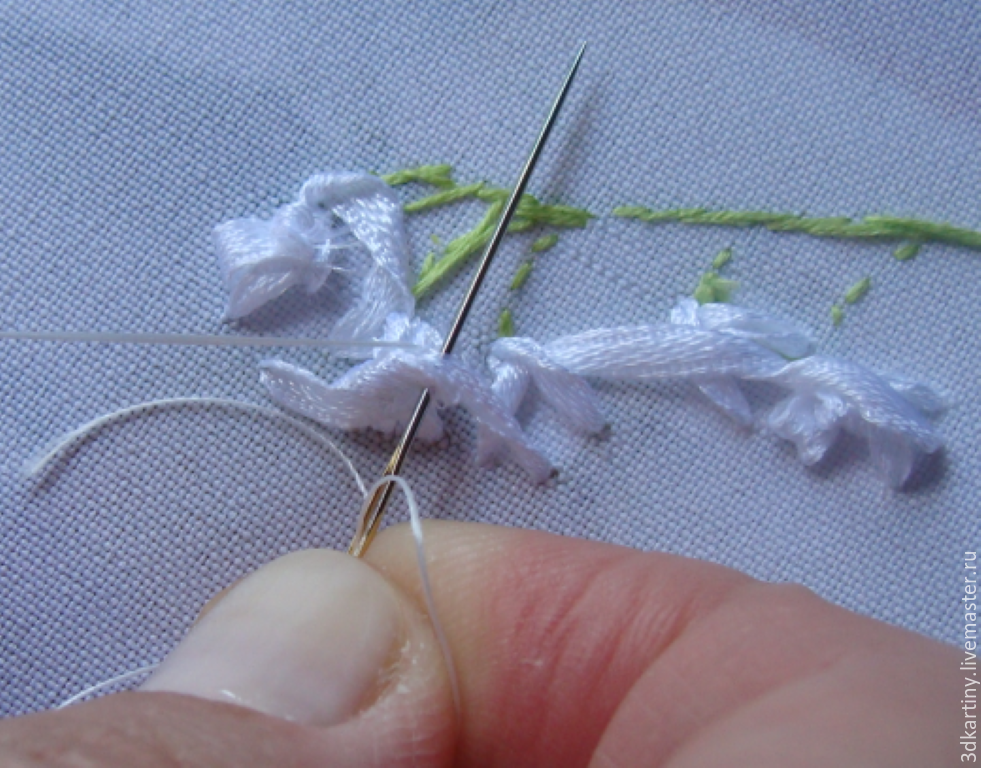 Маленькие секреты вышивки лентами: как закрепить ленту в игле, сделать узелок, завершить вышивку