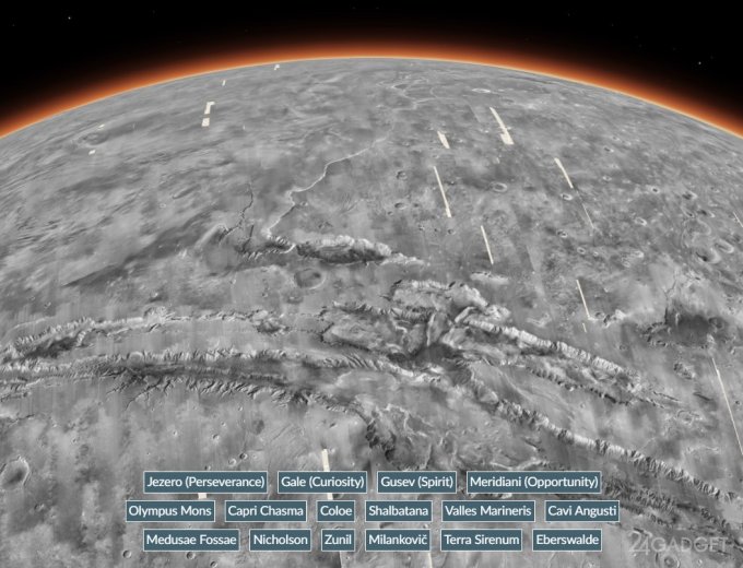 Создан самый подробный онлайн-глобус Марса гаджеты,космос,Марс,наука,технологии,ученые
