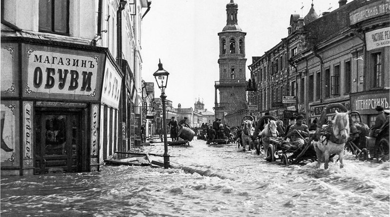 Она утонула: 110 лет с Великого Московского наводнения 1908, Москова, наводнение, фоторепортаж