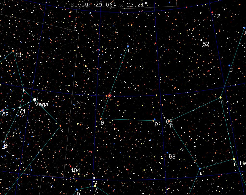 Звезда HD 162826 (обведена красным) в созвездии Геркулеса. Фото © Wikipedia