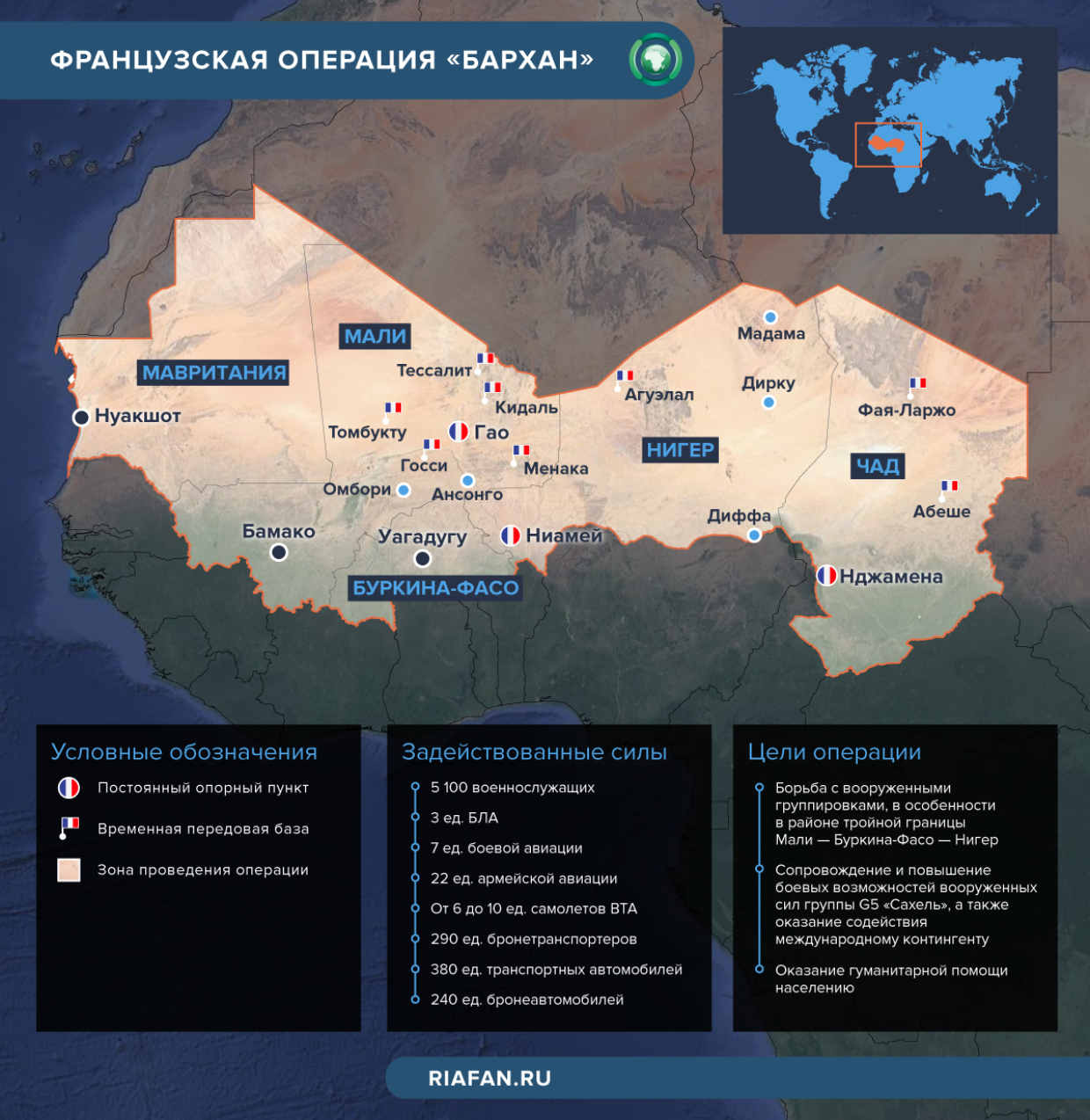Карта операции в «Бархан»