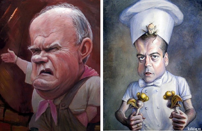 «Зюганов». «Президент и премьер». Карикатуры и шаржи от художника Дениса Лопатина