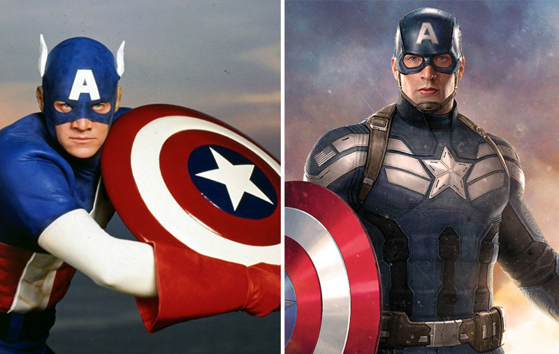 Капитан Америка 1990 & 2016 железный человек, комиксы, росомаха, супергерои, фильмы, фото, халк, человек паук