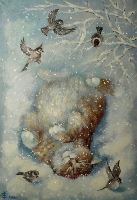 Хорошо лежать в снегу. Автор: Кира Панина.