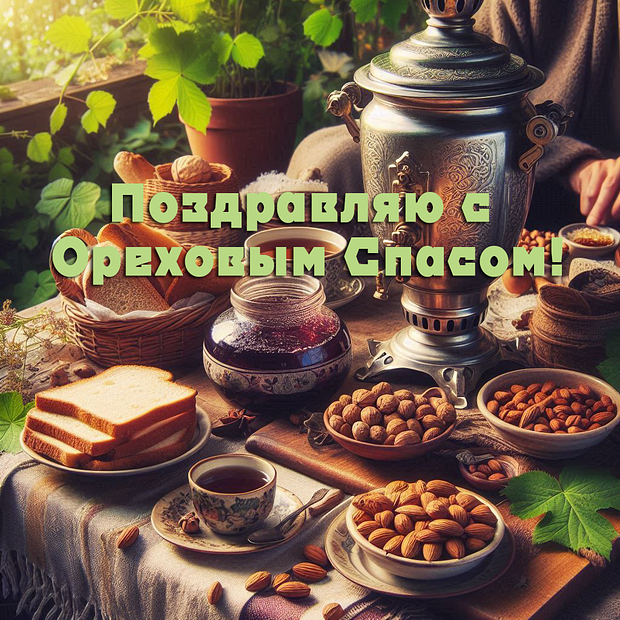 Картинка с поздравлением на Ореховый Спас
