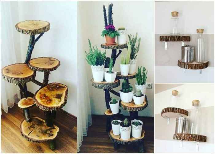 Спилы дерева в оформлении дома и двора