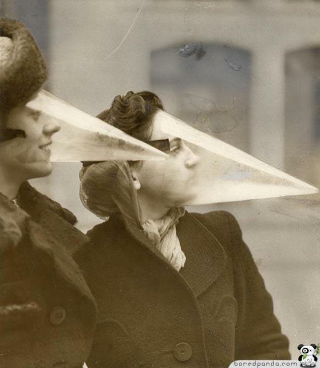 «Конус для лица» - стильный способ защиты во время метели (1939) история, ретро, фото, это интересно