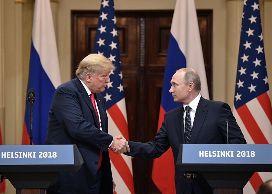 Президент России Владимир Путин и президент США Дональд Трамп в Хельсинки