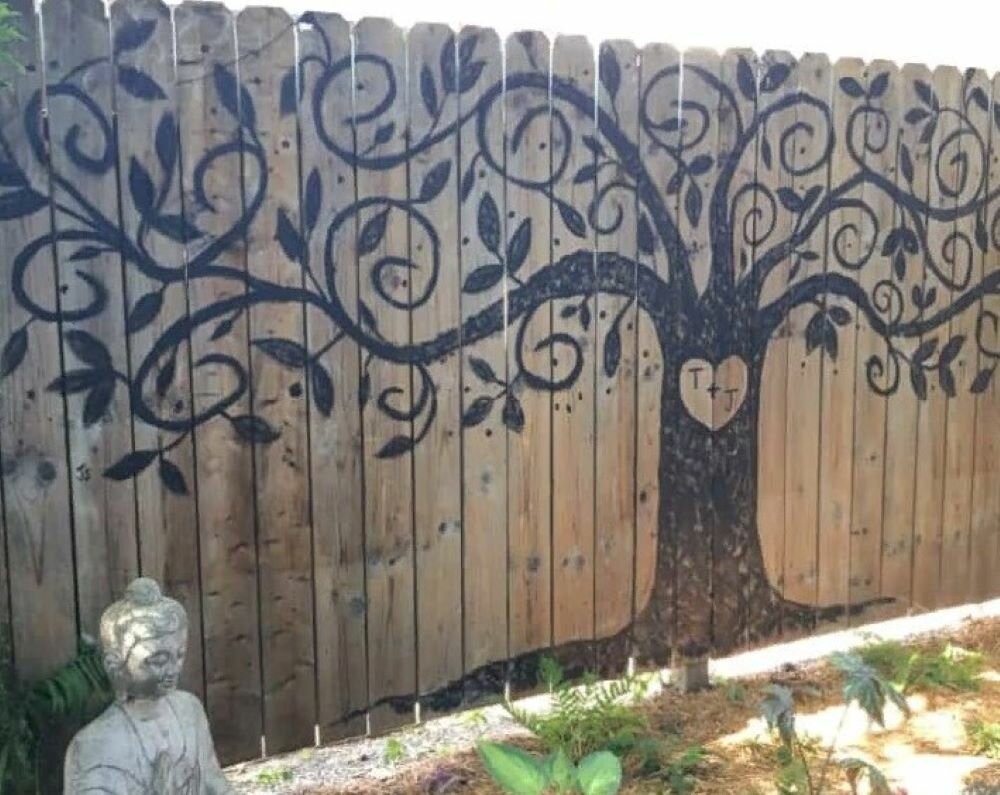 Как разрисовать забор на даче своими руками фото
