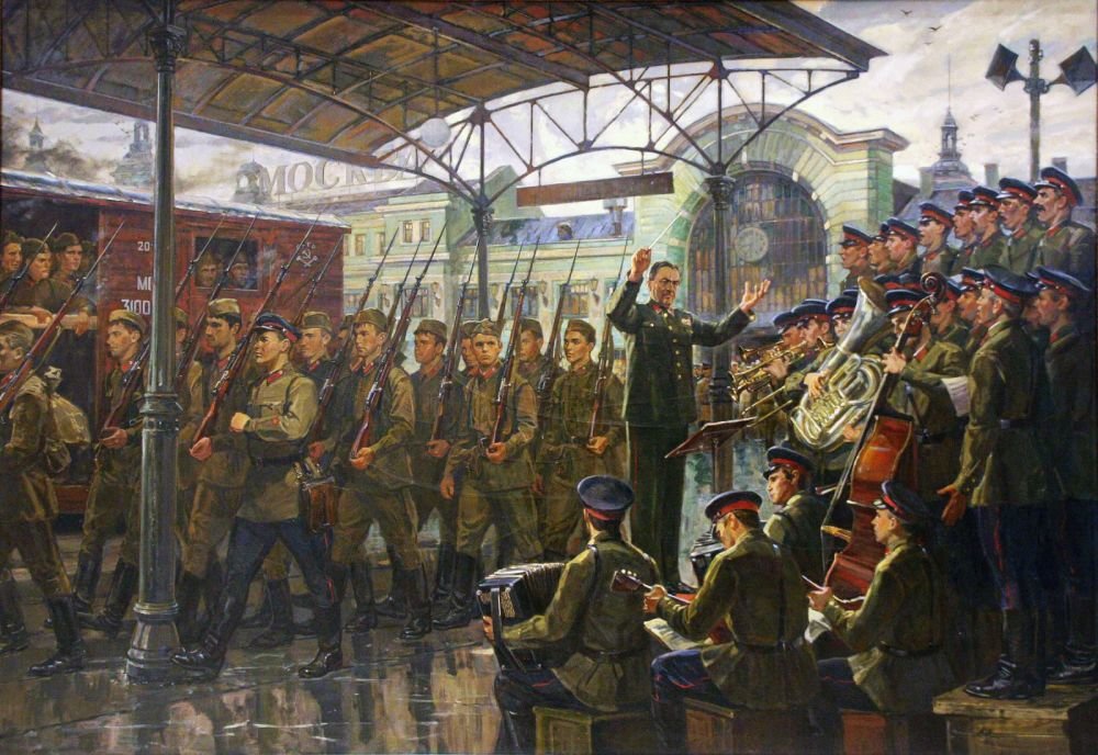  Д. Ананьев. Ансамбль Александрова на Белорусском вокзале. 26 июня 1941 года (фрагмент).