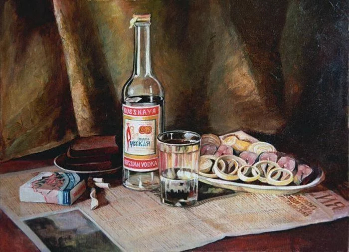 Натюрморт эпохи застолья Живопись, Натюрморт, Алкоголь, Закуска, Картина, Длиннопост