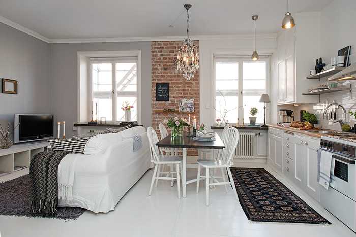 35 квадратов стиля и комфорта в Швеции интерьер и дизайн,квартира,кирпичная стена,малометражка,Скандинавский стиль