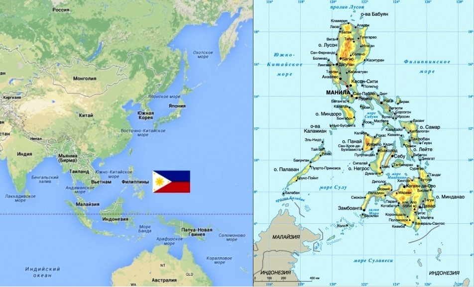 Филиппинские острова на карте евразии физическая карта