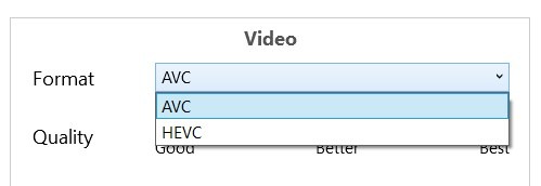 Tricycle video converter - set video encoding type